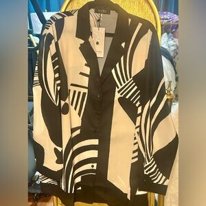 NWT AKIRA Monochrome Graphic Button-Up blouse/shirtdress